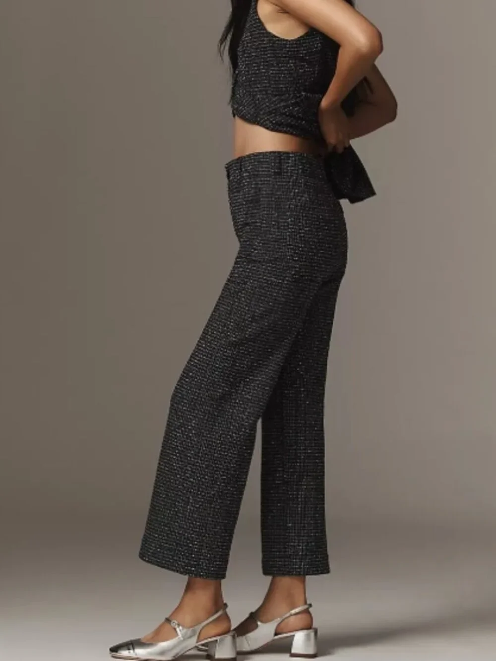 NWT Anthropologie Maeve Colette Tweed Cropped Wide-Leg Trousers Pants